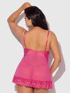 Harlow Lace & Mesh Babydoll & G-String Set Fuchsia Purple