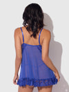 Harlow Lace & Mesh Babydoll & G-String Set Surf the Web Blue