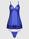 Harlow Lace & Mesh Babydoll & G-String Set Surf the Web Blue