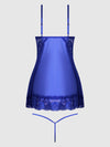 Harlow Lace & Mesh Babydoll & G-String Set Surf the Web Blue