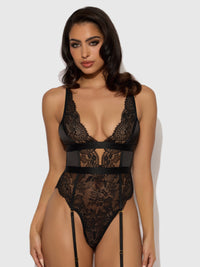 Helena Lace & Satin Wireless & Open Back Teddy