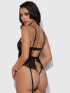 Helena Lace & Satin Wireless & Open Back Teddy Black