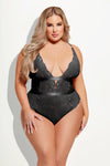 Helena Lace & Satin Wireless & Open Back Teddy Black