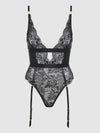 Helena Lace & Satin Wireless & Open Back Teddy Black