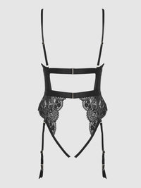 Helena Lace & Satin Wireless & Open Back Teddy Black