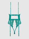 Helena Lace & Satin Wireless & Open Back Teddy Evergreen
