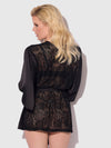 Helena Satin & Lace Back Short Robe Black