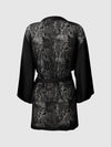 Helena Satin & Lace Back Short Robe Black