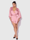 Helena Satin & Lace Back Short Robe Powder Pink
