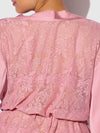 Helena Satin & Lace Back Short Robe Powder Pink