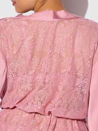 Helena Satin & Lace Back Short Robe