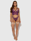 Bianca Strappy Lace Bustier & Thong Set Plum Purple