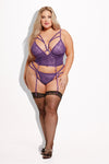 Bianca Strappy Lace Bustier & Thong Set Plum Purple