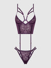 Bianca Strappy Lace Bustier & Thong Set Plum Purple
