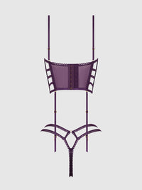 Bianca Strappy Lace Bustier & Thong Set Plum Purple