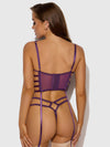 Bianca Strappy Lace Bustier & Thong Set Plum Purple