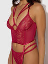 Bianca Strappy Lace Bustier & Thong Set Persian Red