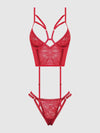 Bianca Strappy Lace Bustier & Thong Set Persian Red