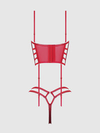 Bianca Strappy Lace Bustier & Thong Set Persian Red