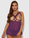Bianca Lace & Mesh Open Cup Babydoll Set