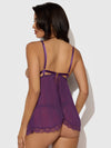 Bianca Lace & Mesh Open Cup Babydoll Set Plum