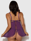 Bianca Lace & Mesh Open Cup Babydoll Set Plum