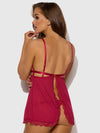 Bianca Lace & Mesh Open Cup Babydoll Set Persian Red