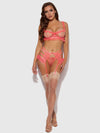 Portia Swiss Dot Cutout Bra, Garter, & Thong Set Siesta