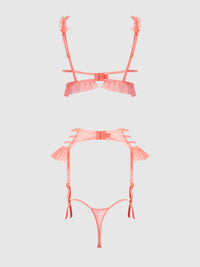 Portia Swiss Dot Cutout Bra, Garter, & Thong Set Siesta