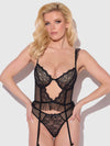 Portia Swiss Dot Bustier & Thong Set Black