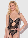 Portia Swiss Dot Bustier & Thong Set Black