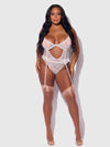 Portia Swiss Dot Bustier & Thong Set White