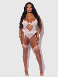 Portia Swiss Dot Bustier & Thong Set White