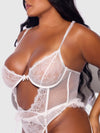 Portia Swiss Dot Bustier & Thong Set White