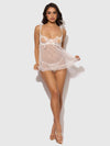 Portia Swiss Dot Peekaboo Cups Babydoll & G-String Set White