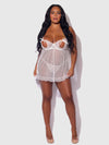 Portia Swiss Dot Peekaboo Cups Babydoll & G-String Set White