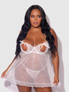 Portia Swiss Dot Peekaboo Cups Babydoll & G-String Set White
