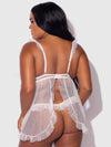 Portia Swiss Dot Peekaboo Cups Babydoll & G-String Set White