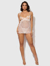 Portia Swiss Dot Peekaboo Cups Babydoll & G-String Set White