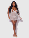 Portia Swiss Dot Peekaboo Cups Babydoll & G-String Set White