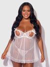 Portia Swiss Dot Peekaboo Cups Babydoll & G-String Set White