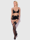 Natasha Bra, Skirted Garter & G-String Set Black