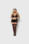 Natasha Bra, Skirted Garter & G-String Set Black