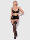 Natasha Bra, Skirted Garter & G-String Set Black