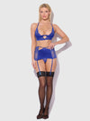 Natasha Bra, Skirted Garter & G-String Set Surf the Web Blue