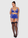 Natasha Bra, Skirted Garter & G-String Set Surf the Web Blue