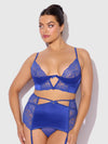 Natasha Bra, Skirted Garter & G-String Set Surf the Web Blue