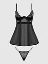 Natasha Lace & Micro Babydoll & G-String Set Black