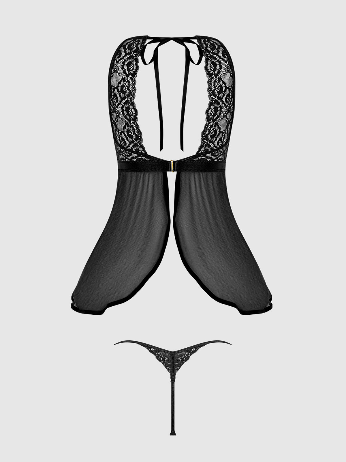 Natasha Lace & Micro Babydoll & G-String Set Black