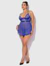 Natasha Lace & Micro Babydoll & G-String Set Surf the Web Blue